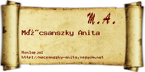 Mácsanszky Anita névjegykártya